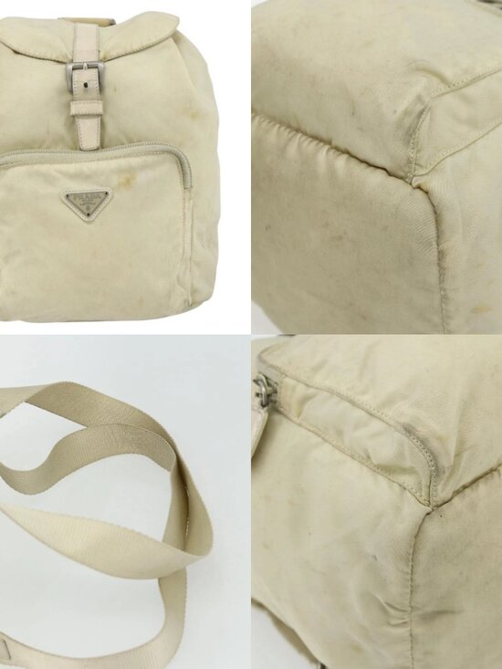 PRADA Backpack Nylon Ivory Silver Auth 175828